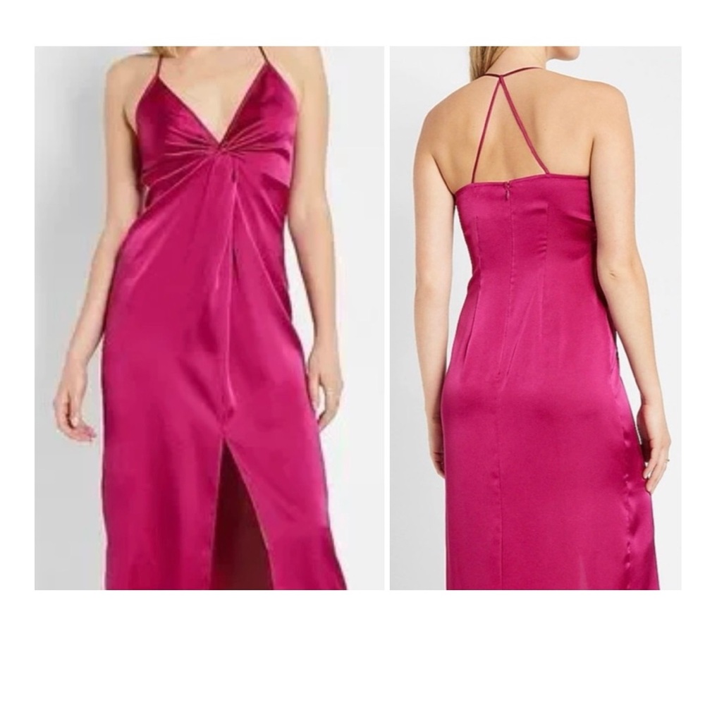 Express Satin Knot Slip Dress in Fuchsia